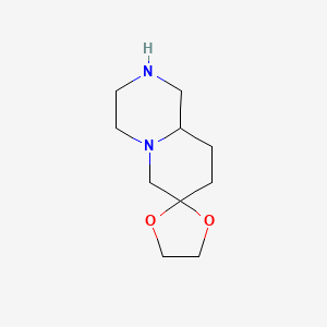 molecular formula C10H18N2O2 B13656206 Hexahydro-2H,6H-spiro[pyrido[1,2-a]pyrazine-7,2'-[1,3]dioxolane] 