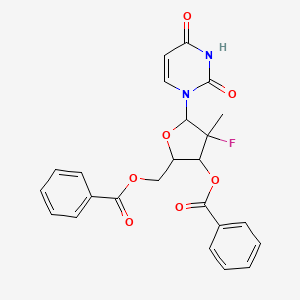 molecular formula C24H21FN2O7 B13656237 [3-Benzoyloxy-5-(2,4-dioxopyrimidin-1-yl)-4-fluoro-4-methyloxolan-2-yl]methyl benzoate 