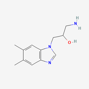 molecular formula C12H17N3O B13656544 1-amino-3-(5,6-dimethyl-1H-1,3-benzodiazol-1-yl)propan-2-ol 