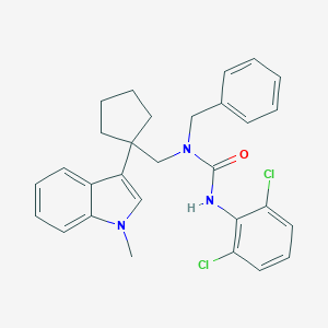 B136566 Urea, N'-(2,6-dichlorophenyl)-N-((1-(1-methyl-1H-indol-3-yl)cyclopentyl)methyl)-N-(phenylmethyl)- CAS No. 145131-56-2
