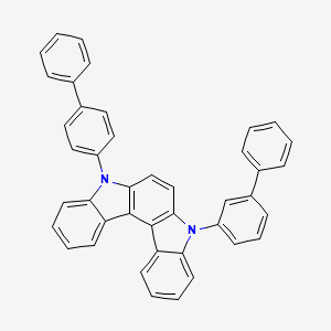 molecular formula C42H28N2 B13656729 5-([1,1'-Biphenyl]-3-yl)-8-([1,1'-biphenyl]-4-yl)-5,8-dihydroindolo[2,3-c]carbazole 