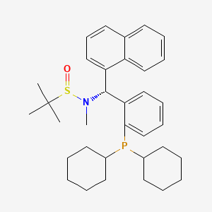 molecular formula C34H46NOPS B13656756 (R)-N-((R)-(2-(Dicyclohexylphosphanyl)phenyl)(naphthalen-1-yl)methyl)-N,2-dimethylpropane-2-sulfinamide 