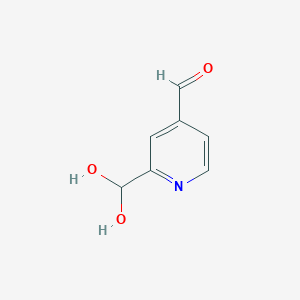 molecular formula C7H7NO3 B13657028 2-(Dihydroxymethyl)isonicotinaldehyde 