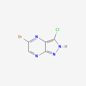 molecular formula C5H2BrClN4 B13657060 5-Bromo-3-chloro-1H-pyrazolo[3,4-b]pyrazine 