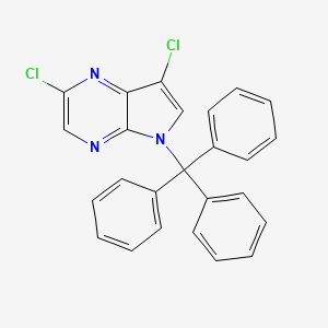 molecular formula C25H17Cl2N3 B13657159 2,7-Dichloro-5-trityl-5H-pyrrolo[2,3-b]pyrazine 