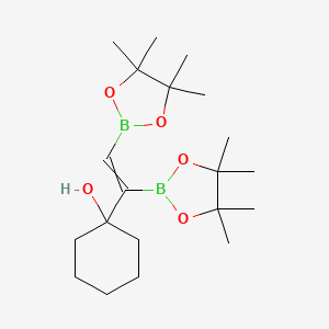 molecular formula C20H36B2O5 B13657181 1-Vinyl-(cis-1,2-bis(4,4,5,5-tetramethyl-1,3,2-dioxaborolan-2-yl))cyclohexan-1-ol 