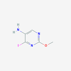 molecular formula C5H6IN3O B13657188 4-Iodo-2-methoxypyrimidin-5-amine 