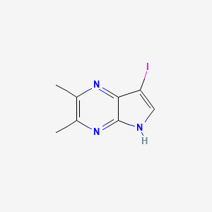 molecular formula C8H8IN3 B13657290 7-Iodo-2,3-dimethyl-5H-pyrrolo[2,3-b]pyrazine 