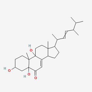 molecular formula C28H44O4 B13657297 3,5,9-Trihydroxyergosta-7,22-dien-6-one 