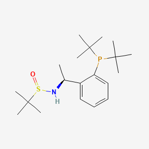 molecular formula C20H36NOPS B13657362 (R)-N-((S)-1-(2-(Di-tert-butylphosphanyl)phenyl)ethyl)-2-methylpropane-2-sulfinamide 