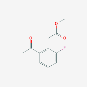 molecular formula C11H11FO3 B13657421 Methyl 2-(2-acetyl-6-fluorophenyl)acetate 