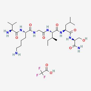 (S)-6-Amino-N-(2-(((2S,3S)-1-(((S)-1-(((S)-1-amino-3-hydroxy-1-oxopropan-2-yl)amino)-4-methyl-1-oxopentan-2-yl)amino)-3-methyl-1-oxopentan-2-yl)amino)-2-oxoethyl)-2-((S)-2-amino-3-methylbutanamido)hexanamide 2,2,2-trifluoroacetate