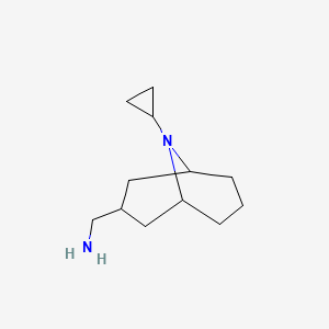 molecular formula C12H22N2 B13657502 {9-Cyclopropyl-9-azabicyclo[3.3.1]nonan-3-yl}methanamine 