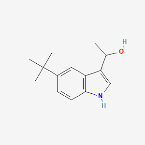 molecular formula C14H19NO B13657609 1-(5-(tert-Butyl)-1H-indol-3-yl)ethanol 