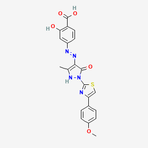 molecular formula C21H17N5O5S B1365763 2-hydroxy-4-[(2Z)-2-{1-[4-(4-methoxyphenyl)-1,3-thiazol-2-yl]-3-methyl-5-oxo-1,5-dihydro-4H-pyrazol-4-ylidene}hydrazinyl]benzoic acid 
