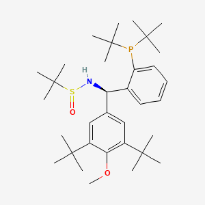 molecular formula C34H56NO2PS B13657653 (R)-N-((R)-(3,5-Di-tert-butyl-4-methoxyphenyl)(2-(di-tert-butylphosphanyl)phenyl)methyl)-2-methylpropane-2-sulfinamide 