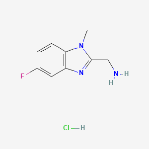 molecular formula C9H11ClFN3 B13657675 (5-fluoro-1-methyl-1H-1,3-benzodiazol-2-yl)methanamine hydrochloride 