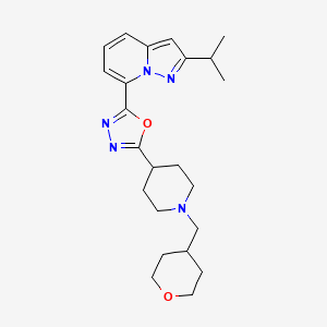 molecular formula C23H31N5O2 B13657866 2-[1-(Oxan-4-ylmethyl)piperidin-4-yl]-5-(2-propan-2-ylpyrazolo[1,5-a]pyridin-7-yl)-1,3,4-oxadiazole 