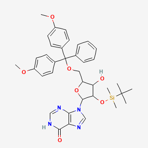 molecular formula C37H44N4O7Si B13658103 9-[(2R,3R,4R,5R)-5-[[Bis(4-methoxyphenyl)(phenyl)methoxy]methyl]-3-[(tert-butyldimethylsilyl)oxy]-4-hydroxy-2-tetrahydrofuryl]-1H-purin-6(9H)-one 