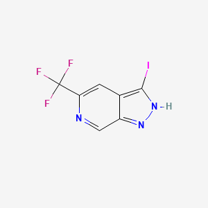 molecular formula C7H3F3IN3 B13658160 3-Iodo-5-(trifluoromethyl)-1H-pyrazolo[3,4-c]pyridine 