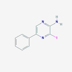 molecular formula C10H8IN3 B13658377 3-Iodo-5-phenylpyrazin-2-amine 