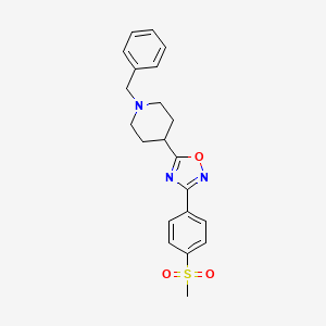 molecular formula C21H23N3O3S B13658458 5-(1-Benzylpiperidin-4-yl)-3-(4-(methylsulfonyl)phenyl)-1,2,4-oxadiazole 