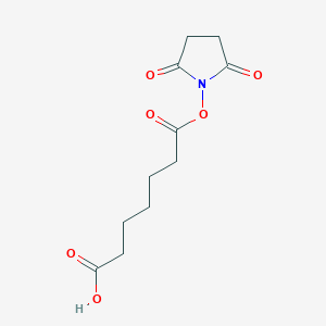 molecular formula C11H15NO6 B13658481 7-((2,5-Dioxopyrrolidin-1-yl)oxy)-7-oxoheptanoic acid 