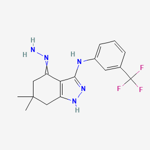 molecular formula C16H18F3N5 B1365852 4-hydrazinylidene-6,6-dimethyl-N-[3-(trifluoromethyl)phenyl]-5,7-dihydro-1H-indazol-3-amine 