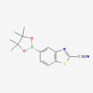 molecular formula C14H15BN2O2S B13658526 5-(4,4,5,5-Tetramethyl-1,3,2-dioxaborolan-2-yl)benzo[d]thiazole-2-carbonitrile 