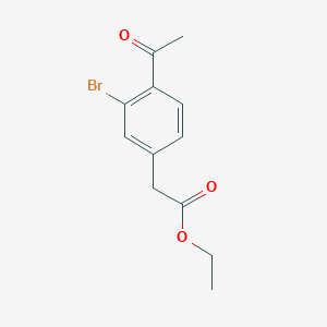 molecular formula C12H13BrO3 B13658563 Ethyl 2-(4-acetyl-3-bromophenyl)acetate 