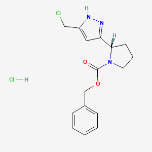 molecular formula C16H19Cl2N3O2 B13658572 benzyl (2S)-2-[5-(chloromethyl)-1H-pyrazol-3-yl]pyrrolidine-1-carboxylate hydrochloride 