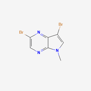 molecular formula C7H5Br2N3 B13658685 2,7-Dibromo-5-methyl-5H-pyrrolo[2,3-b]pyrazine 