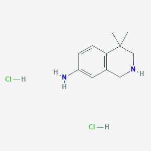 molecular formula C11H18Cl2N2 B13658789 4,4-Dimethyl-1,2,3,4-tetrahydroisoquinolin-7-amine dihydrochloride 