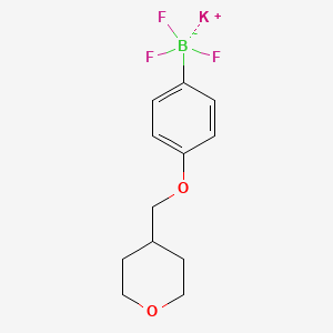 molecular formula C12H15BF3KO2 B13658858 Potassium trifluoro({4-[(oxan-4-yl)methoxy]phenyl})boranuide 