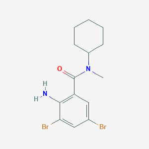 molecular formula C14H18Br2N2O B13658890 Benzamide, 2-amino-3,5-dibromo-N-cyclohexyl-N-methyl- CAS No. 3472-84-2