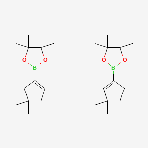 molecular formula C26H46B2O4 B13658956 2-(3,3-Dimethylcyclopenten-1-yl)-4,4,5,5-tetramethyl-1,3,2-dioxaborolane;2-(4,4-dimethylcyclopenten-1-yl)-4,4,5,5-tetramethyl-1,3,2-dioxaborolane 