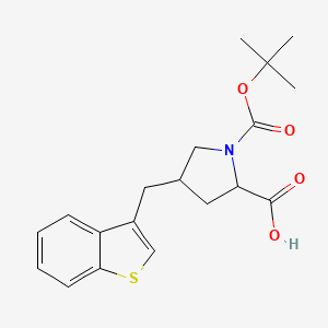 molecular formula C19H23NO4S B13658961 4-(1-Benzothiophen-3-ylmethyl)-1-[(2-methylpropan-2-yl)oxycarbonyl]pyrrolidine-2-carboxylic acid 