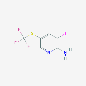 molecular formula C6H4F3IN2S B13658965 3-Iodo-5-((trifluoromethyl)thio)pyridin-2-amine 