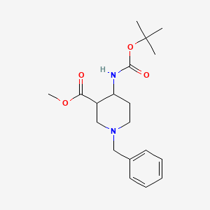 molecular formula C19H28N2O4 B13659154 trans-Methyl 1-benzyl-4-((tert-butoxycarbonyl)amino)piperidine-3-carboxylate 