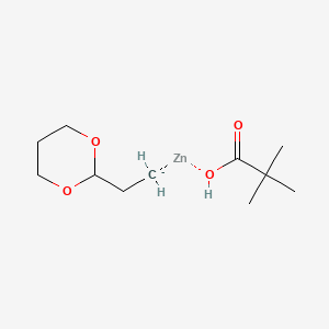 molecular formula C11H21O4Zn- B13659245 (2-(1,3-Dioxan-2-yl)ethyl)(pivaloyloxy)zinc 