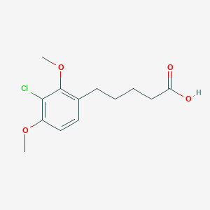 molecular formula C13H17ClO4 B13659385 5-(3-Chloro-2,4-dimethoxyphenyl)pentanoic acid 