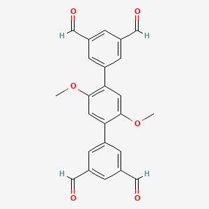 molecular formula C24H18O6 B13659609 5-[4-(3,5-diformylphenyl)-2,5-dimethoxyphenyl]benzene-1,3-dicarbaldehyde 