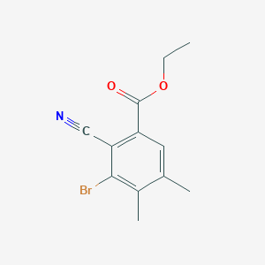 molecular formula C12H12BrNO2 B13659621 Ethyl 3-bromo-2-cyano-4,5-dimethylbenzoate 