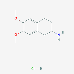 molecular formula C12H18ClNO2 B1365975 6,7-dimethoxy-1,2,3,4-tetrahydronaphthalen-2-amine Hydrochloride CAS No. 13917-16-3