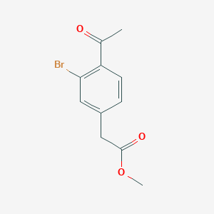 molecular formula C11H11BrO3 B13659779 Methyl 2-(4-acetyl-3-bromophenyl)acetate 