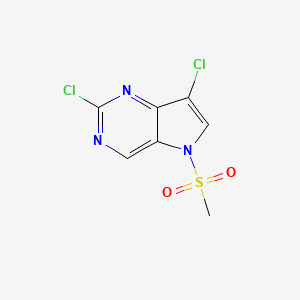 molecular formula C7H5Cl2N3O2S B13659844 2,7-Dichloro-5-(methylsulfonyl)-5H-pyrrolo[3,2-d]pyrimidine 