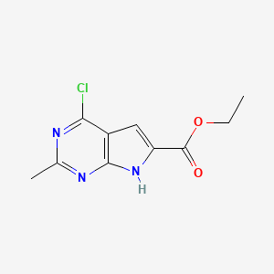 Ethyl 4-chloro-2-methyl-7H-pyrrolo[2,3-d]pyrimidine-6-carboxylate