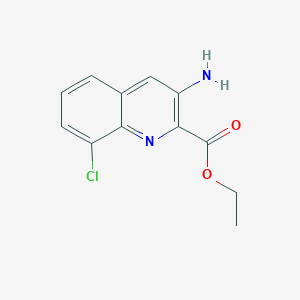 molecular formula C12H11ClN2O2 B13660176 Ethyl 3-amino-8-chloroquinoline-2-carboxylate 