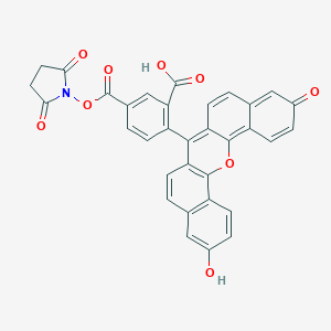 B136607 5-(2,5-Dioxopyrrolidin-1-yl)oxycarbonyl-2-(7-hydroxy-19-oxo-2-oxapentacyclo[12.8.0.03,12.04,9.017,22]docosa-1(22),3(12),4(9),5,7,10,13,15,17,20-decaen-13-yl)benzoic acid CAS No. 150347-58-3