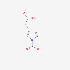 molecular formula C11H16N2O4 B13660885 tert-Butyl 4-(2-methoxy-2-oxoethyl)-1H-pyrazole-1-carboxylate 